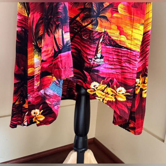 Hawaiian Luau Halter Tunic Dress Tropical Red Halter Dress - Picture 7 of 12